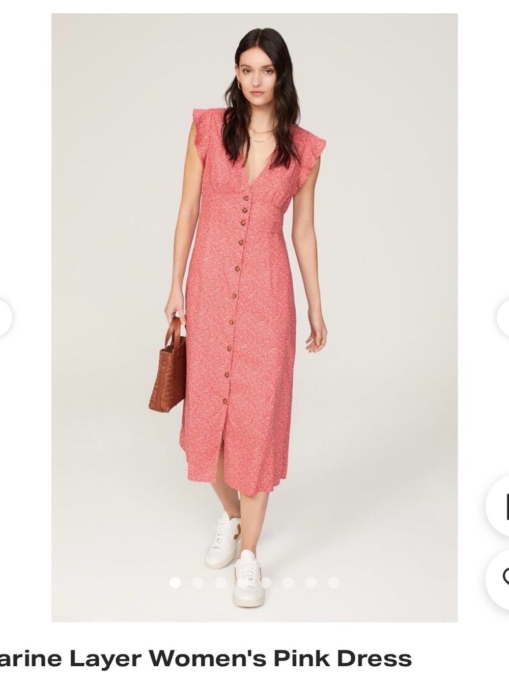 Marine Layer Women's Pink Button-Front Midi Dress size medium